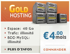 ClassicHosting, Espace disque 40Go, Trafic web illimit�, Base de donn�es MySQL illimit�, Comptes FTP et Email (POP3) illimit�, pour seulement 4euros par mois